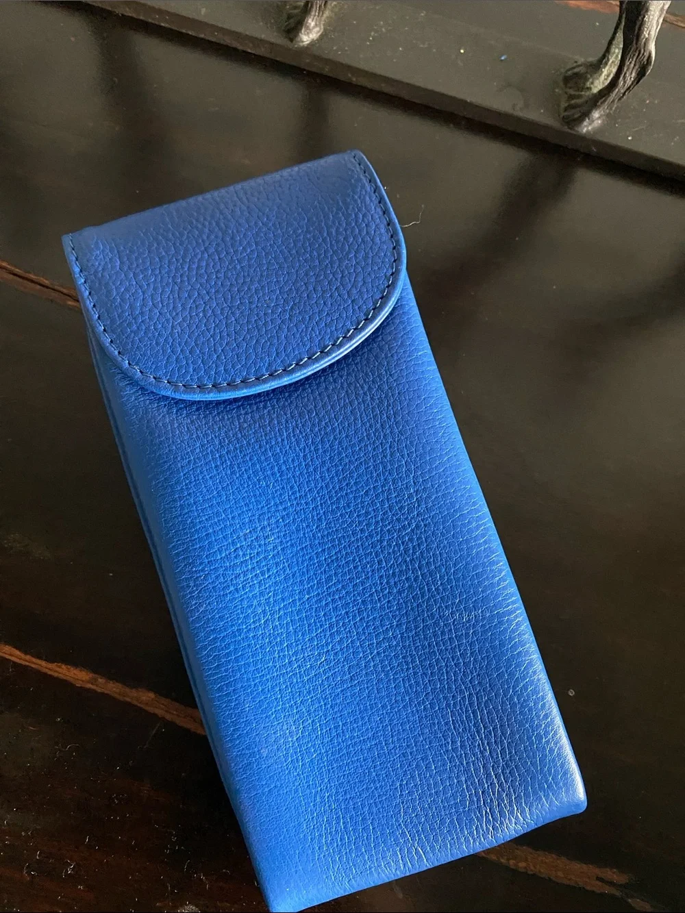 Blue leather Double Eyeglass case